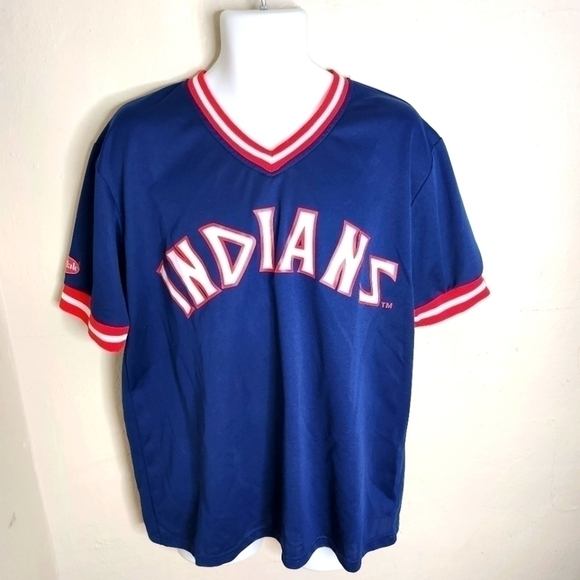 MLB CLEVELAND INDIANS THROWBACK JERSEY SHIRT VINTAGE MEN'S XL - Picture 1 of 10